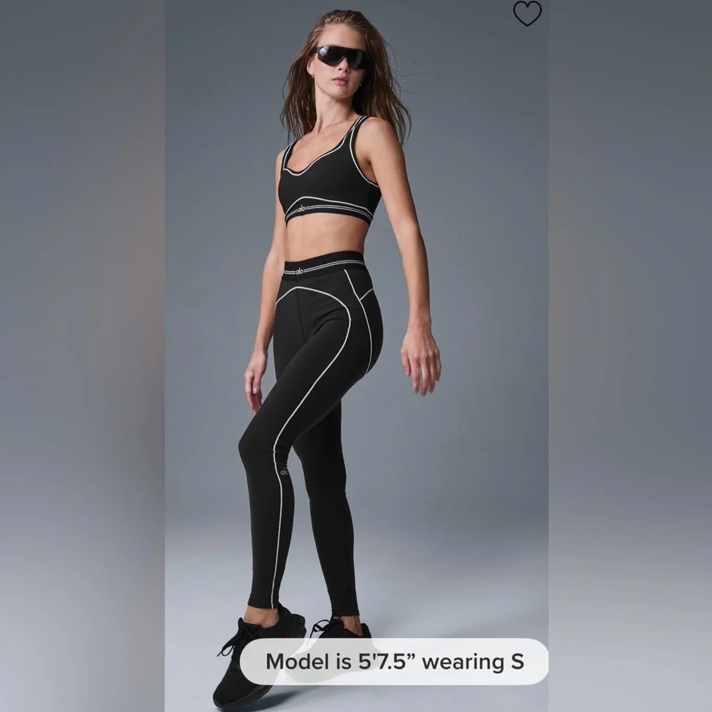 ALO Yoga NWT Airbrush High Waist Heart Throb Leggings Black White Size L